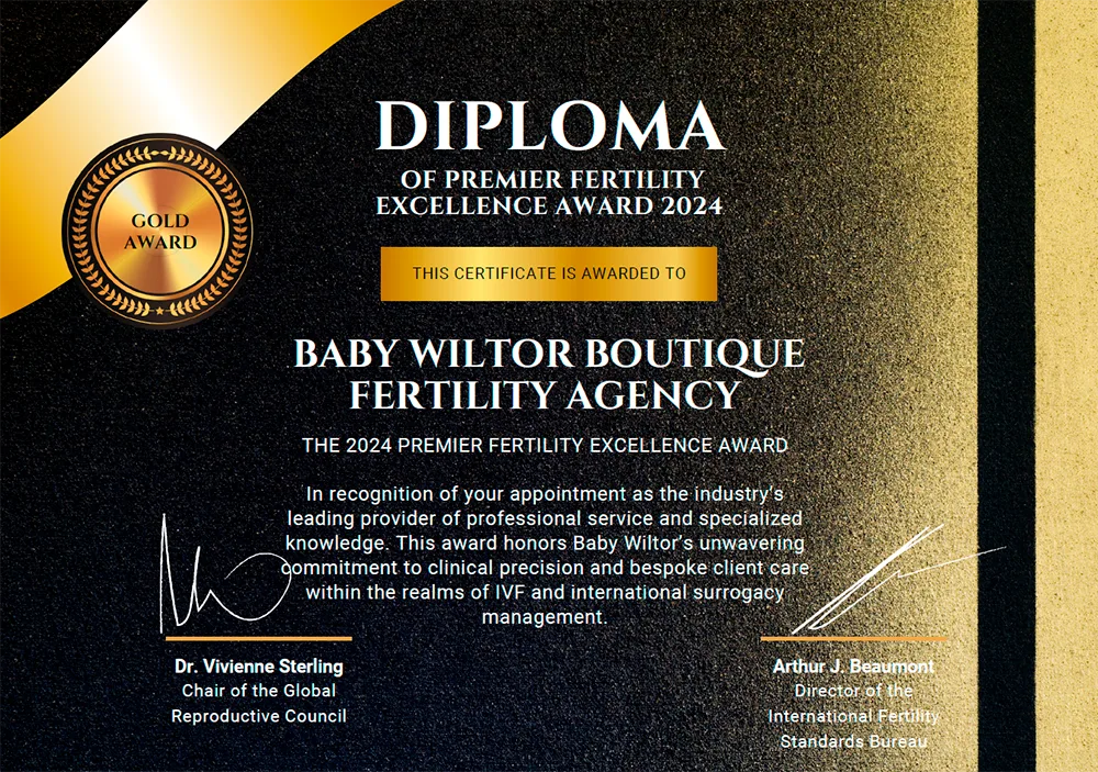 Diploma of Premier Fertility Excellence Award — Baby Wiltor